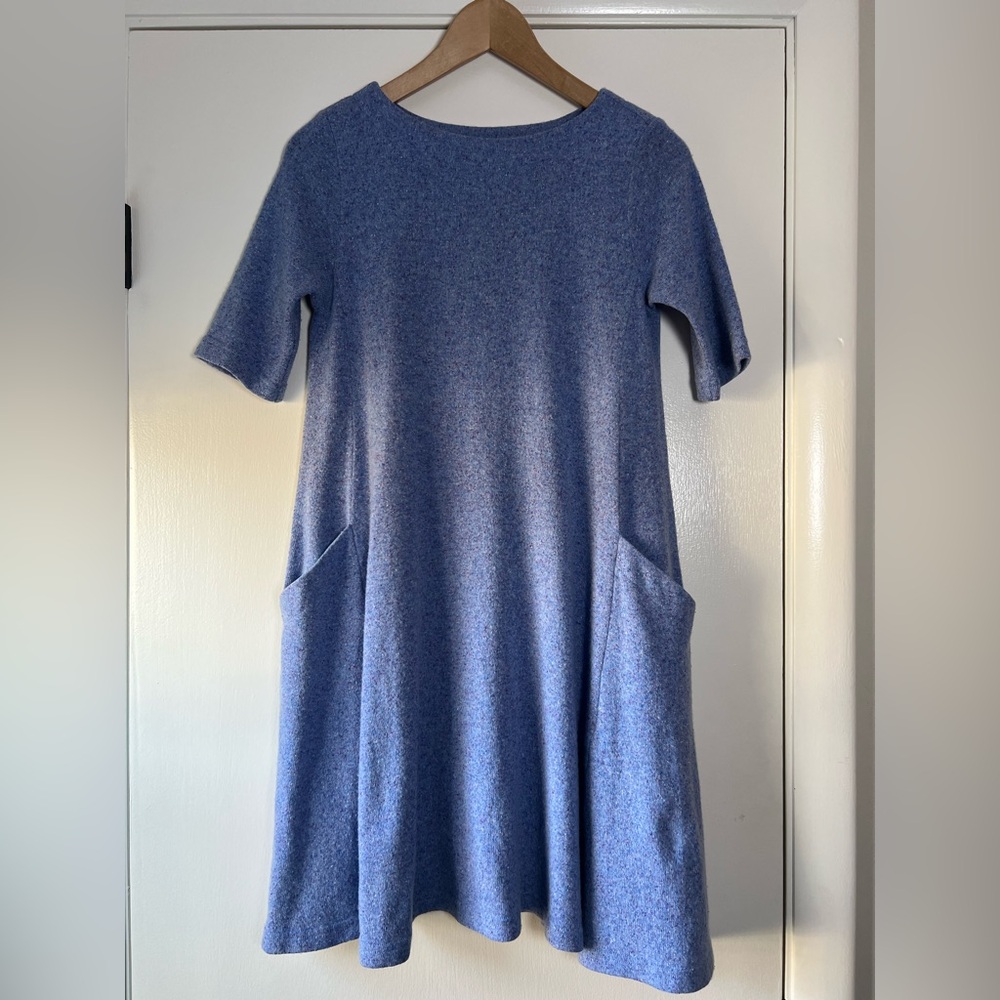 Sara Campbell Flecked Knit Sweater Shift Dress Wool Silk Preppy Modern Soft Girl